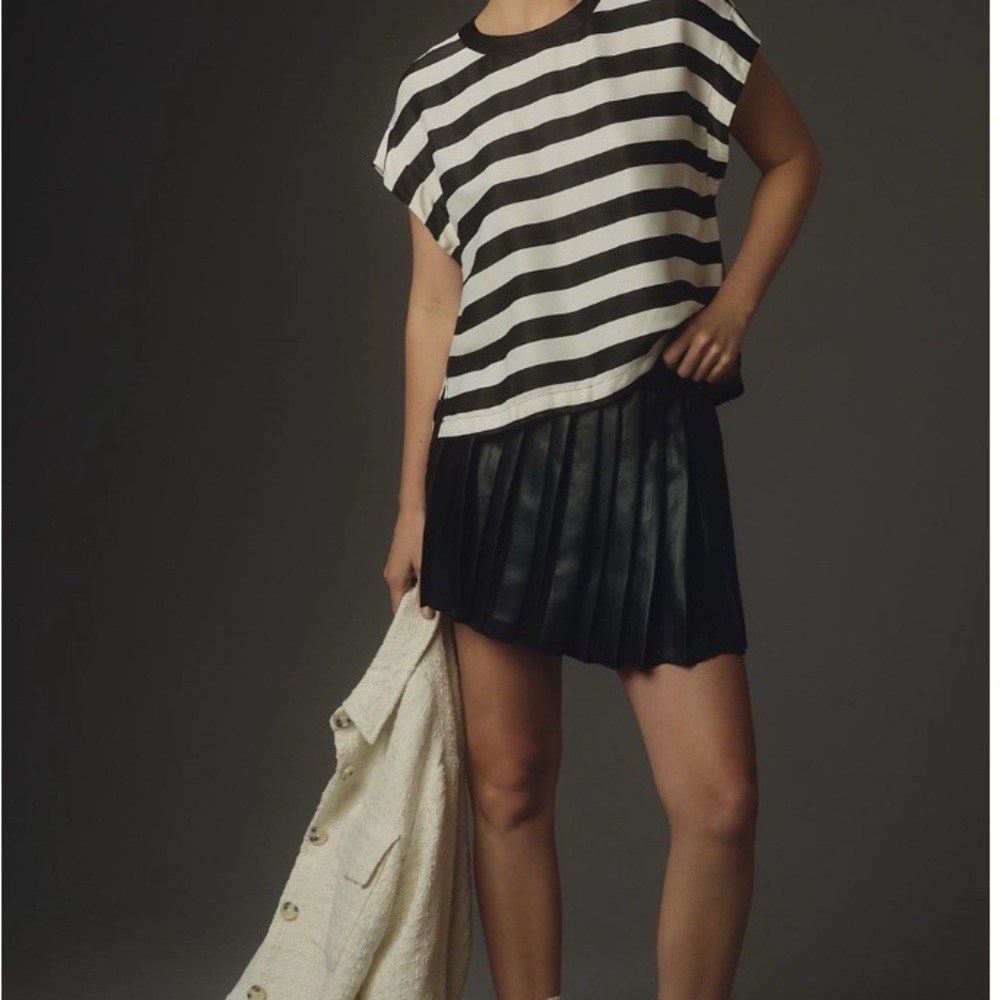Maeve Batwing Bland White Striped Shirt Med Anthropologie